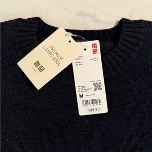 Uniqlo Men's Lambswool Crewneck Sweater - Dark Blue